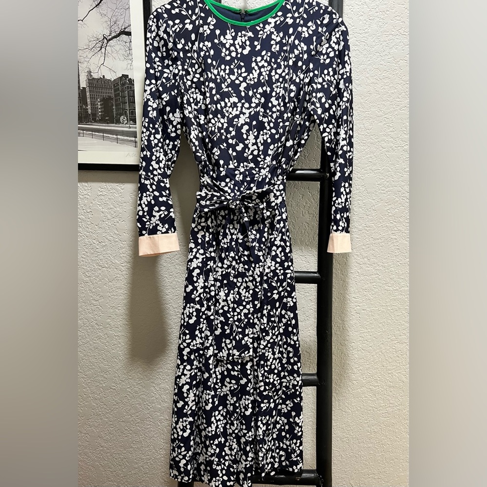 NWOT Eliza J Crop Wide Leg Floral Navy Blue Jumpsuit ~ Sz 10 - Picture 3 of 9